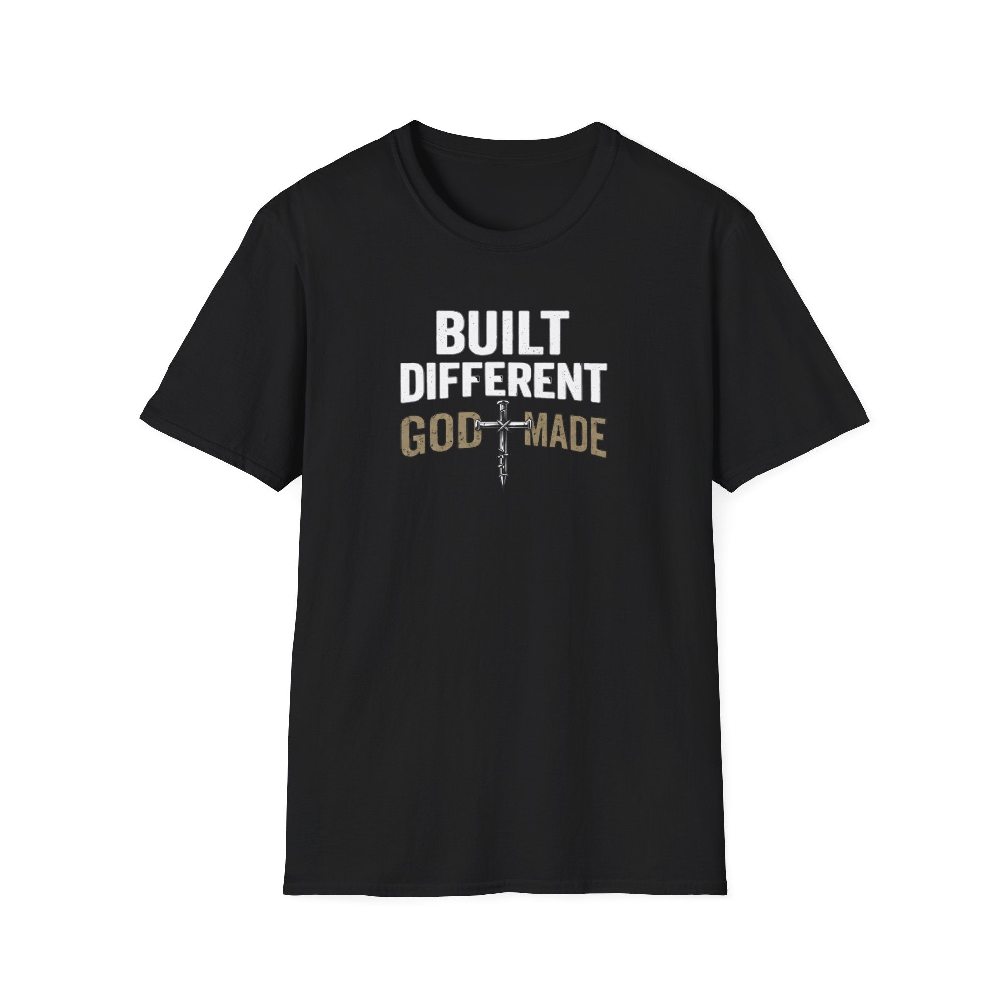 Built Different God Made T-Shirt — Christian Faith Cross Tee