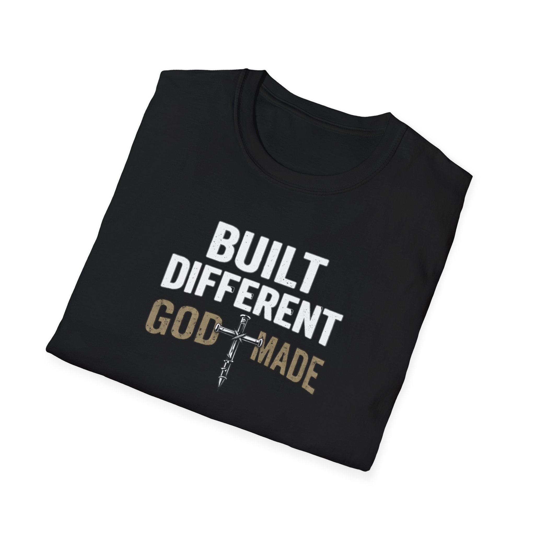 Built Different God Made T-Shirt — Christian Faith Cross Tee