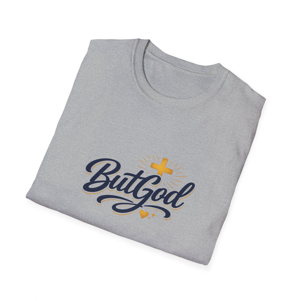 But God Christian T-Shirt — Faith Script Tee with Cross & Heart