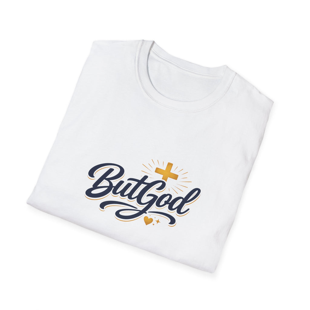But God Christian T-Shirt — Faith Script Tee with Cross & Heart