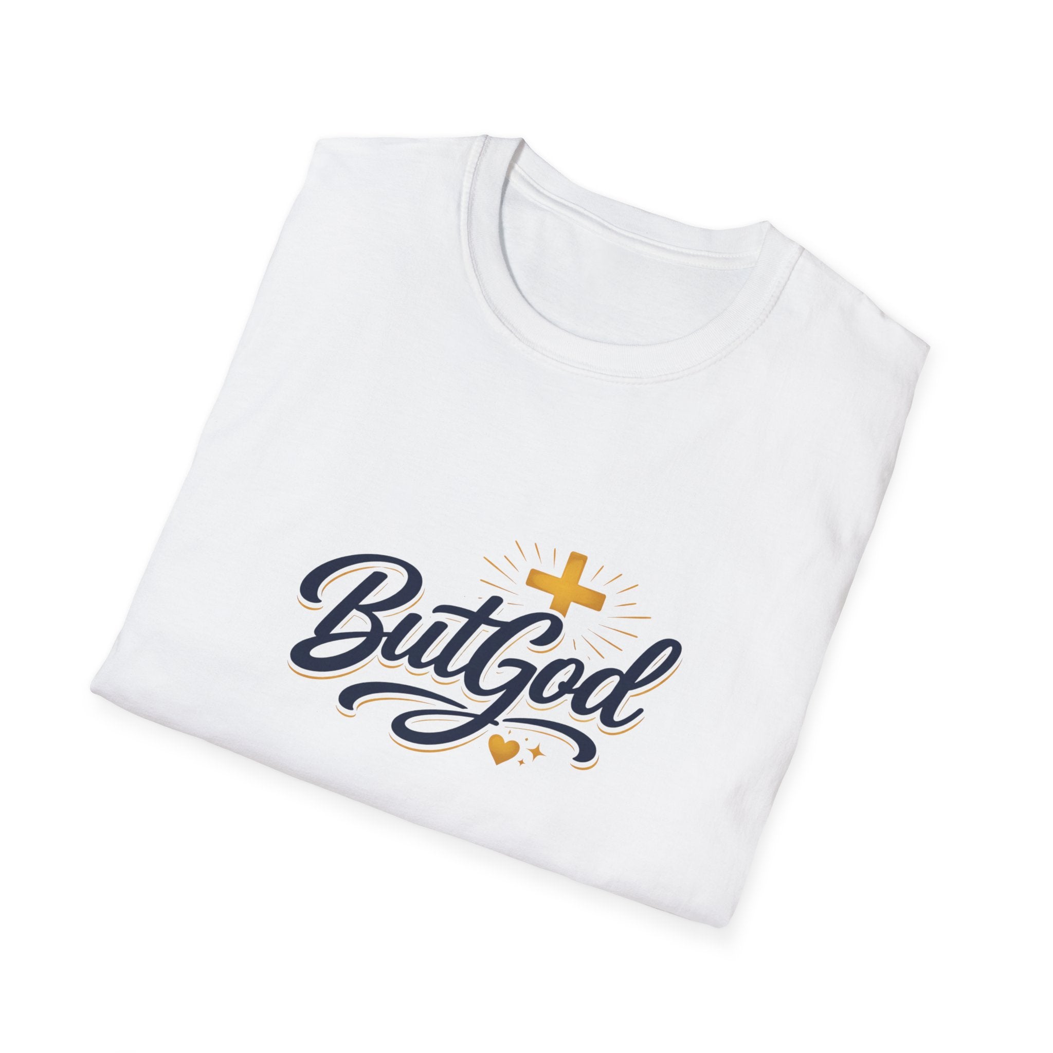But God Christian T-Shirt — Faith Script Tee with Cross & Heart