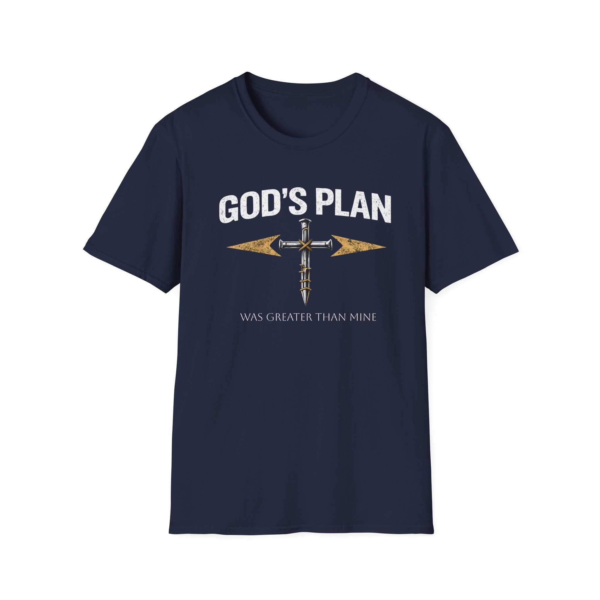 God's Plan Cross T-Shirt — Faith-Based Christian Tee ("God's Plan Was Greater Than Mine")