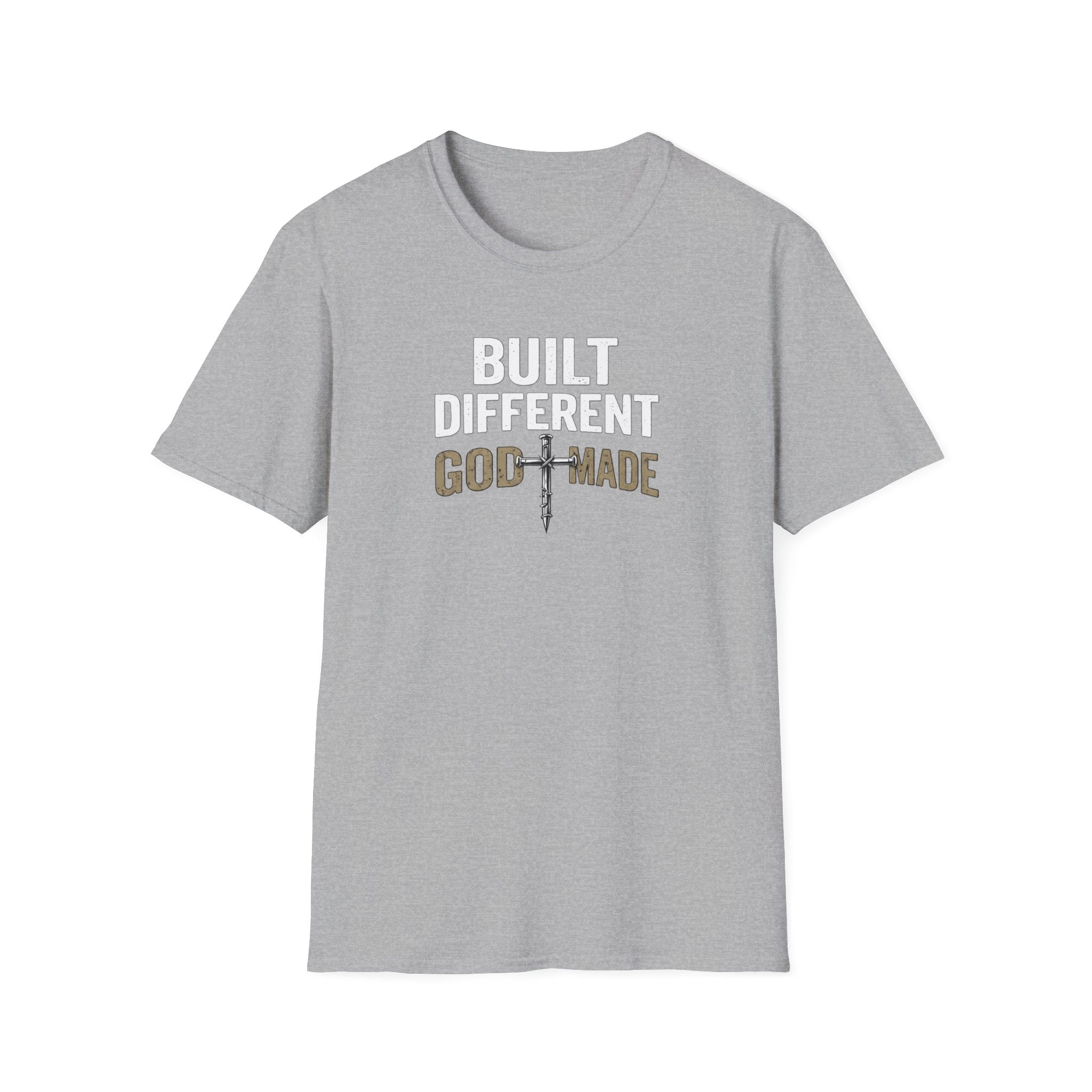Built Different God Made T-Shirt — Christian Faith Cross Tee