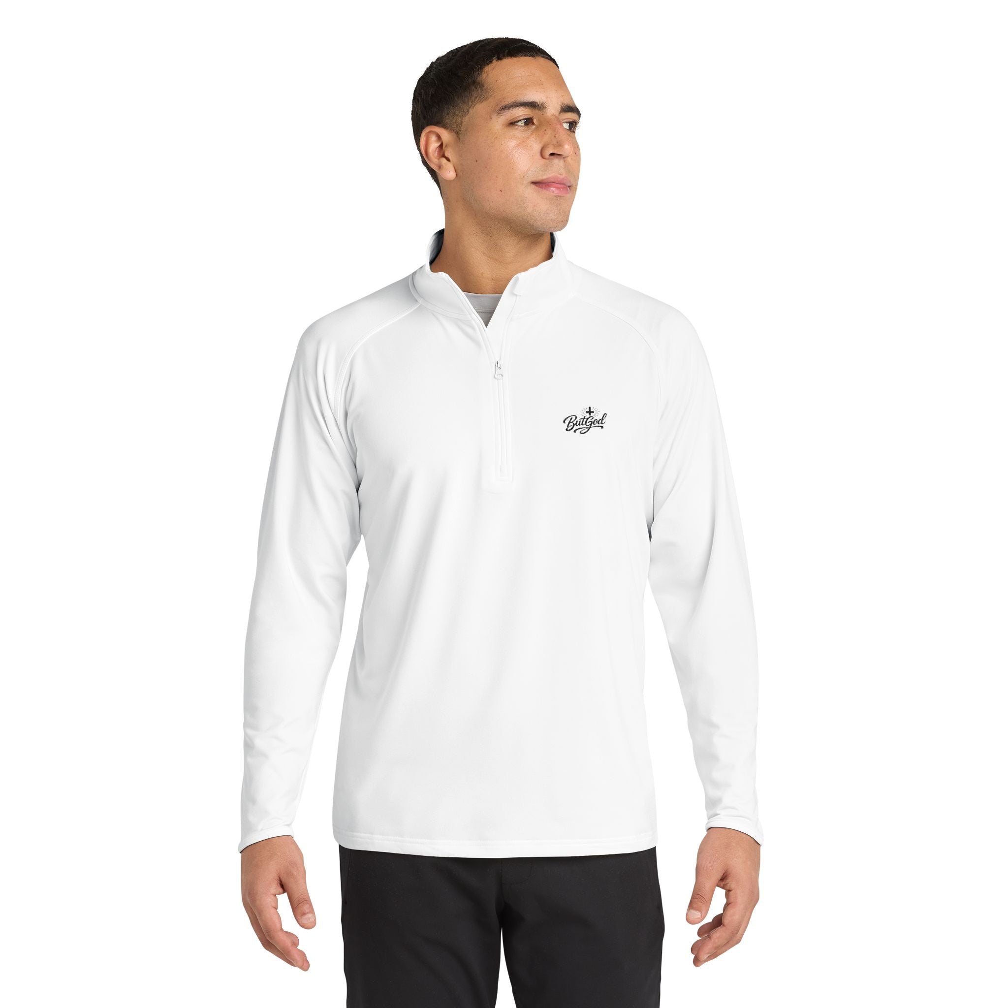Embroidered Men's Sport-Wick Stretch Quarter-Zip Pullover – Lightweight Athletic Jacket