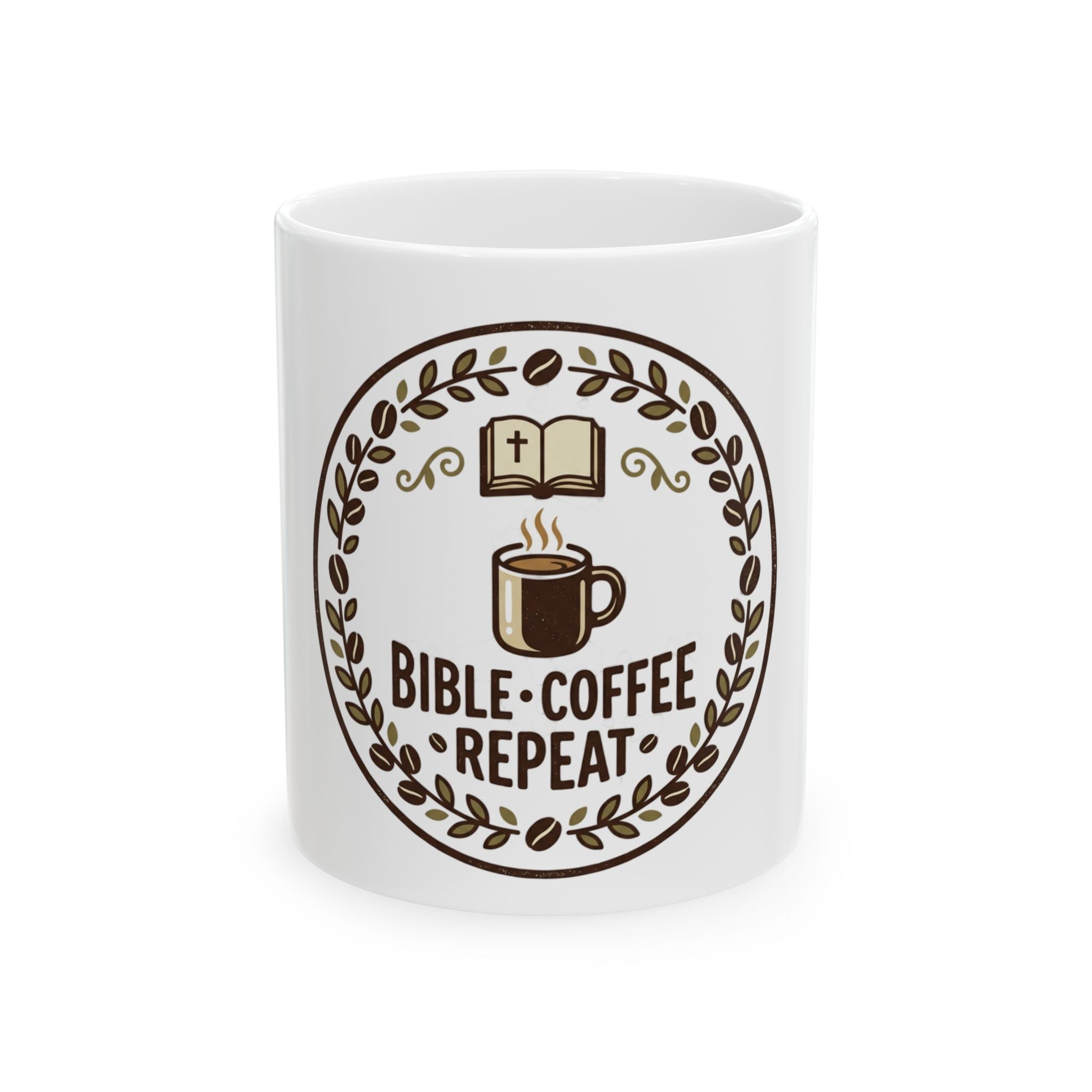 Bible • Coffee • Repeat Ceramic Mug - Christian Faith Coffee Cup (11oz & 15oz)