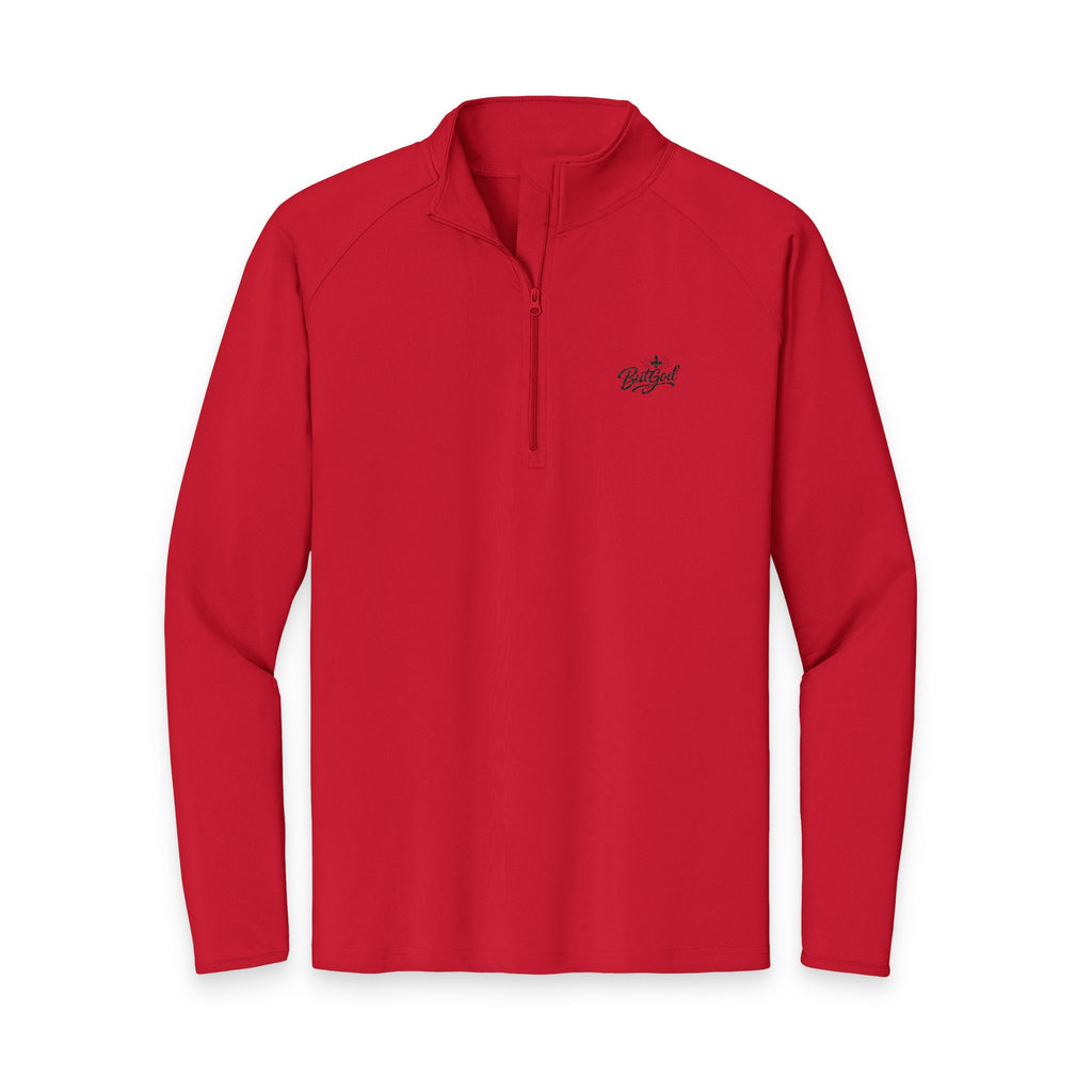 Embroidered Men's Sport-Wick Stretch Quarter-Zip Pullover – Lightweight Athletic Jacket