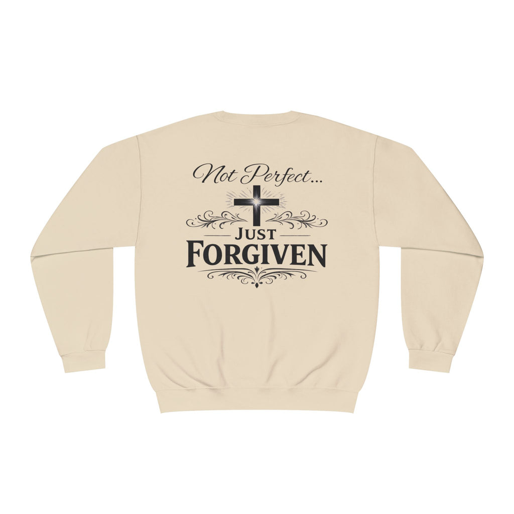Crewneck Sweatshirt - "Not Perfect... Just Forgiven" Christian Cross Pullover