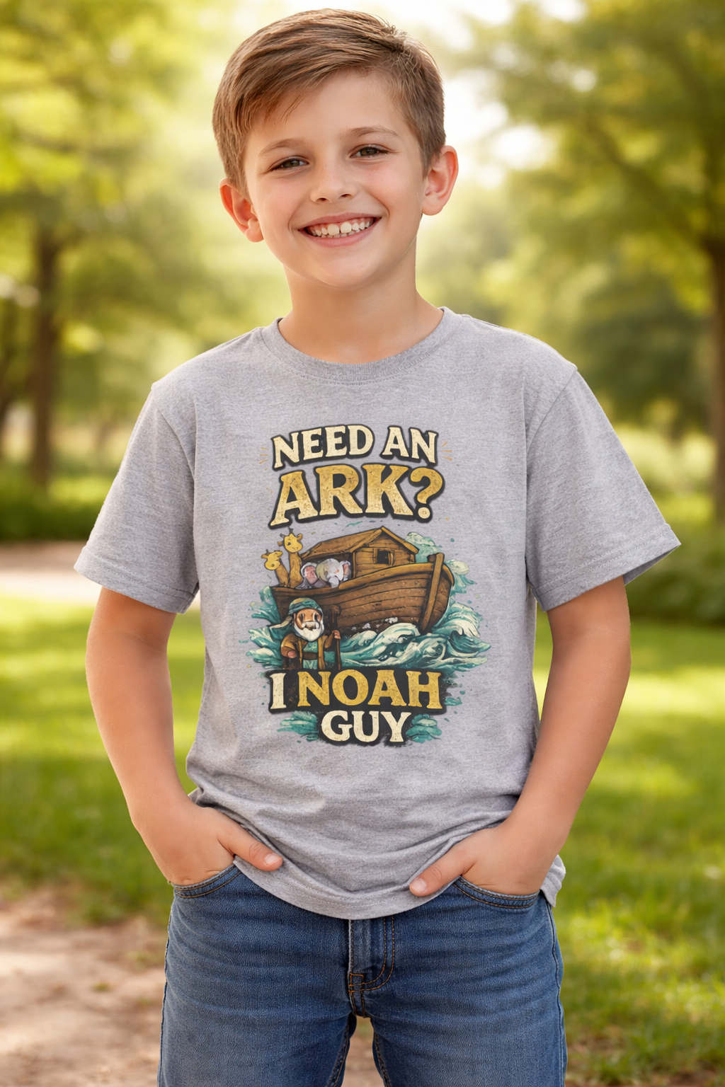Kids Tee — "Need an Ark? I Noah Guy" Funny Noah’s Ark Christian Graphic Shirt