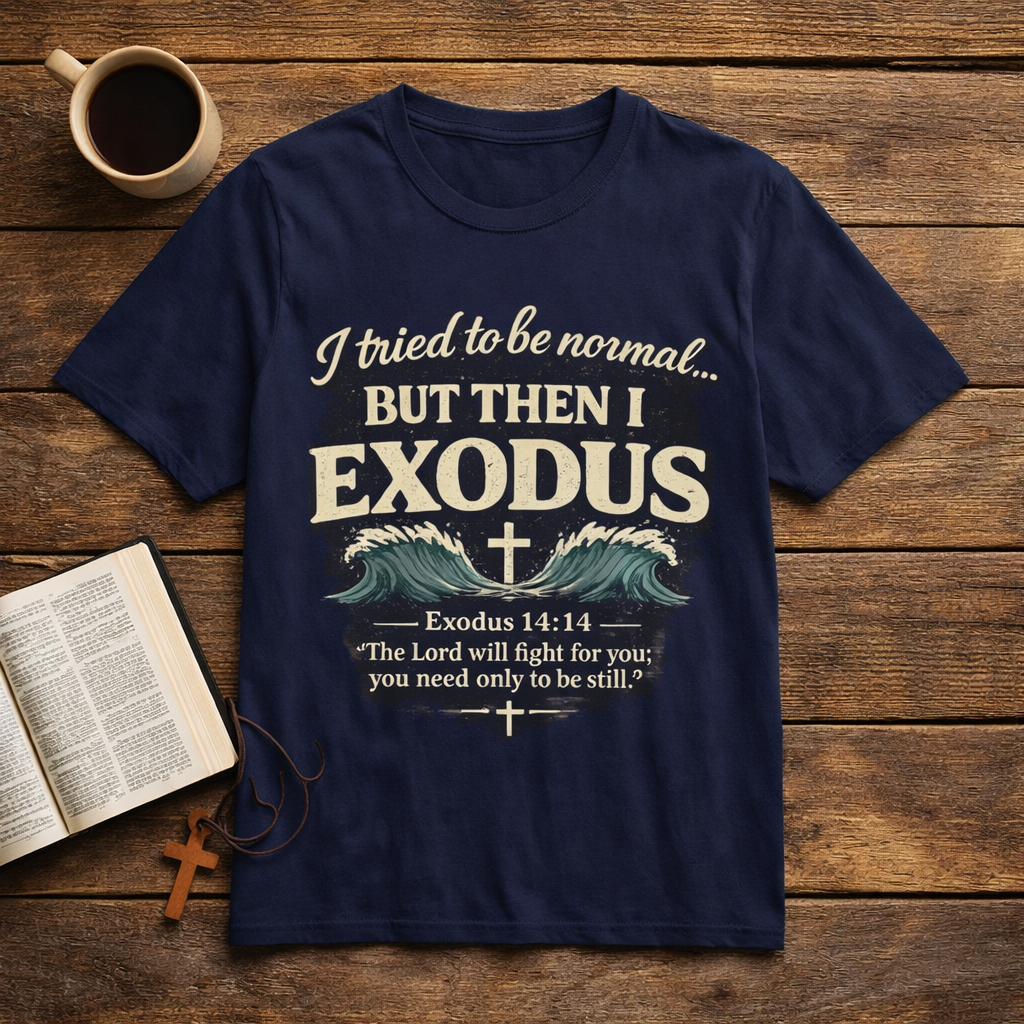 Exodus Bible Verse T-Shirt – "I Tried to Be Normal... But Then I Exodus" Christian Tee