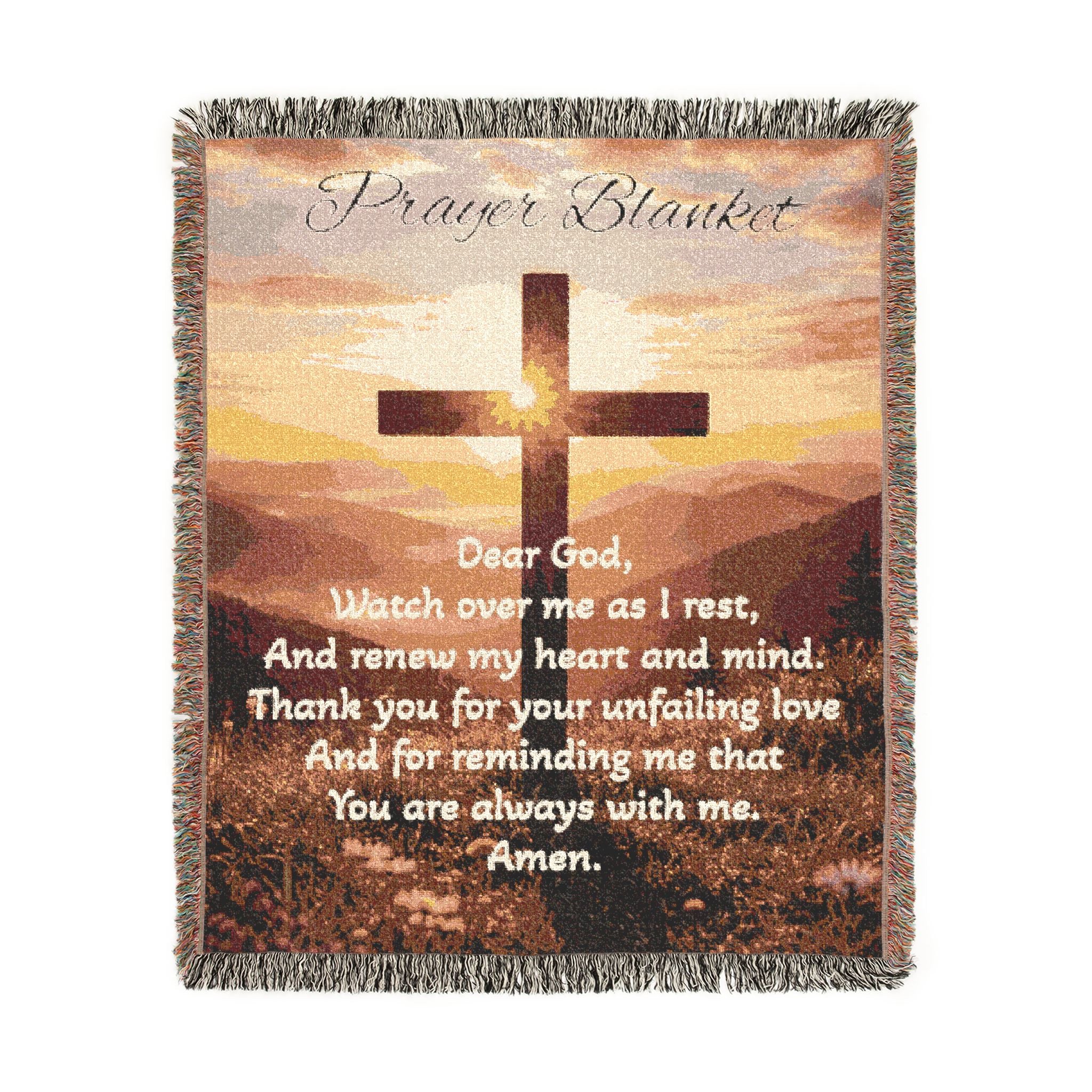 Woven Blanket — Inspirational Christian Cross Prayer Throw (Religious Comfort Gift)