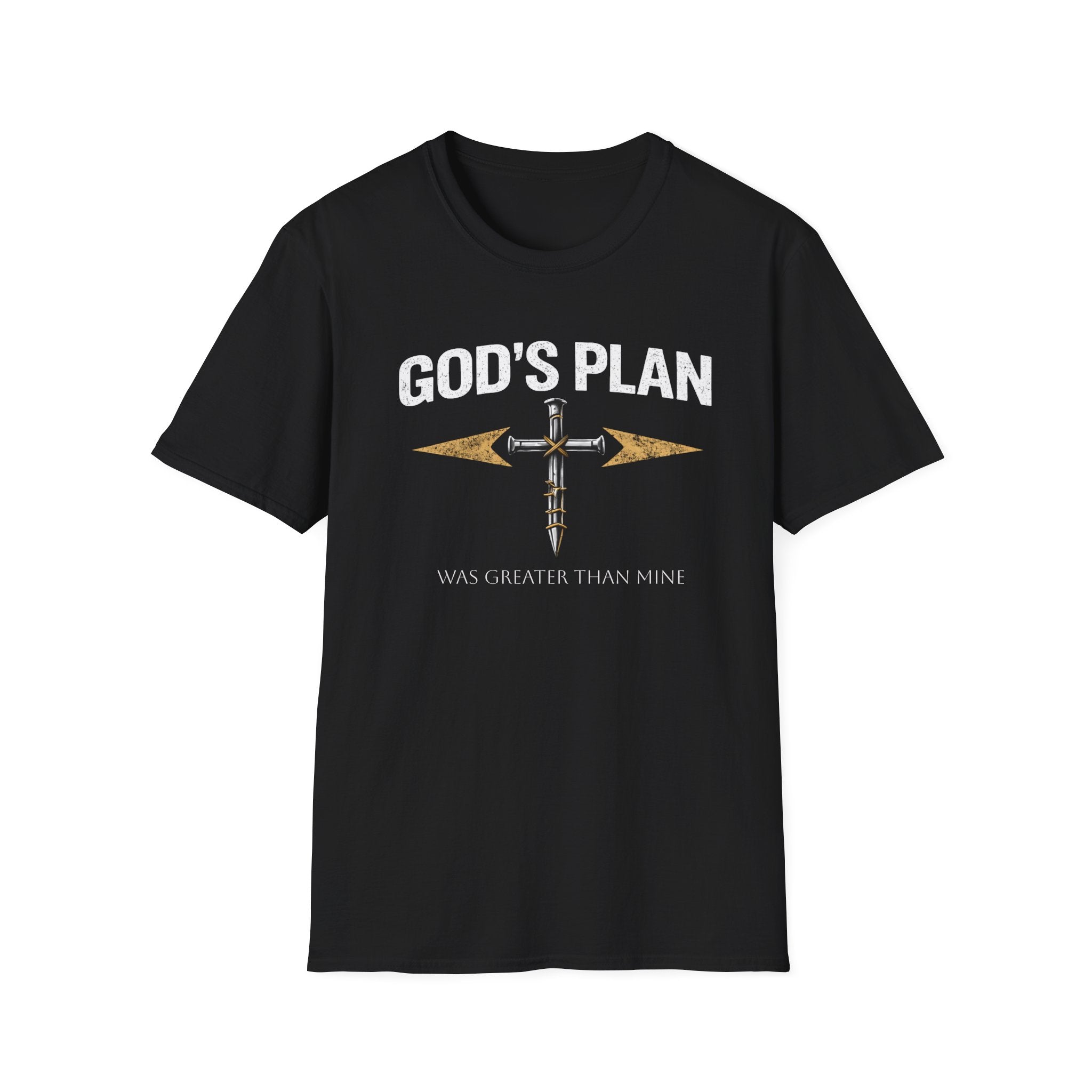 God's Plan Cross T-Shirt — Faith-Based Christian Tee ("God's Plan Was Greater Than Mine")