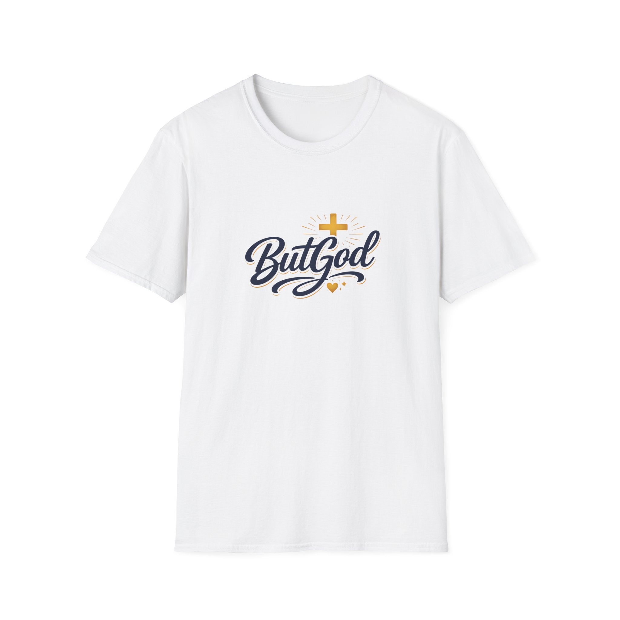 But God Christian T-Shirt — Faith Script Tee with Cross & Heart