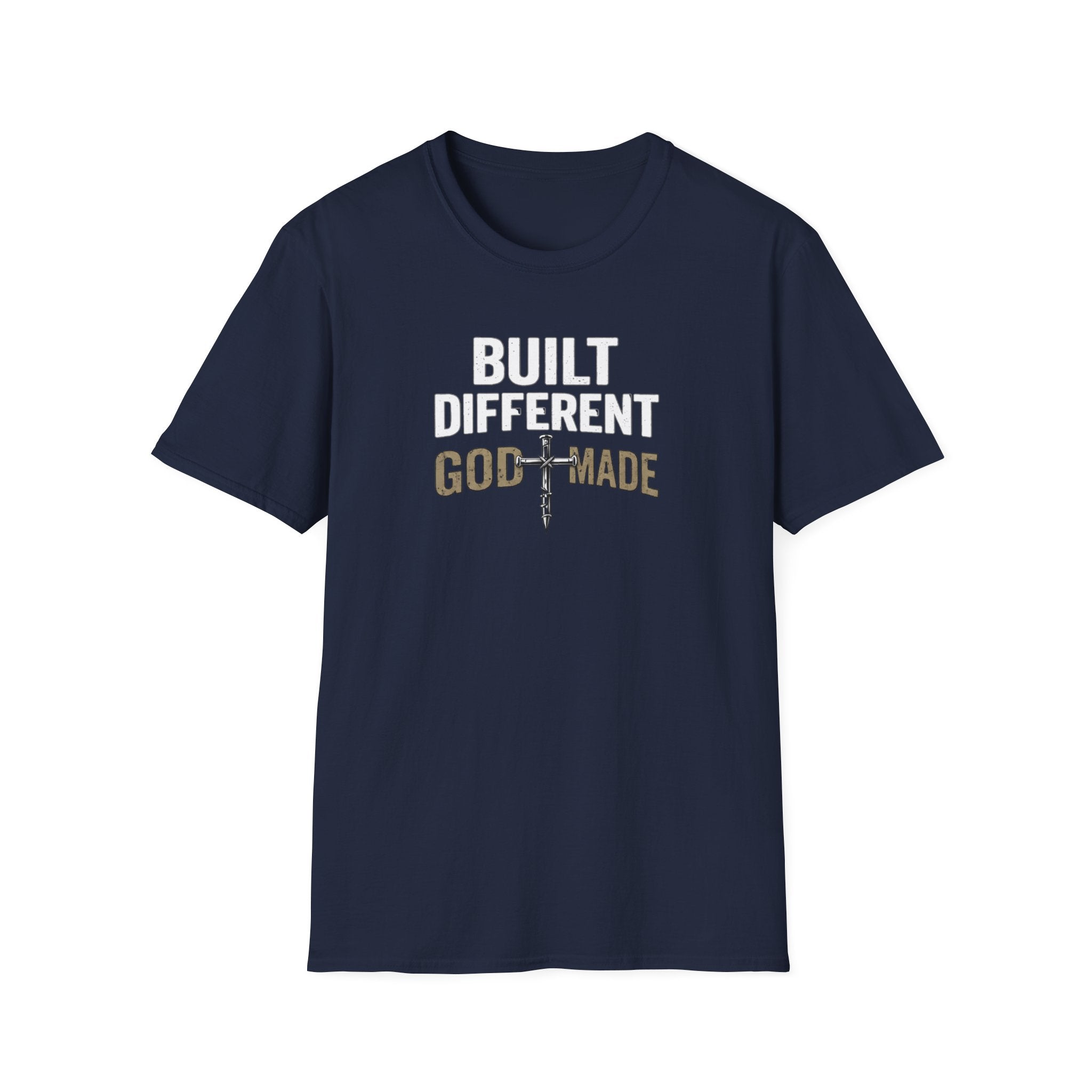Built Different God Made T-Shirt — Christian Faith Cross Tee