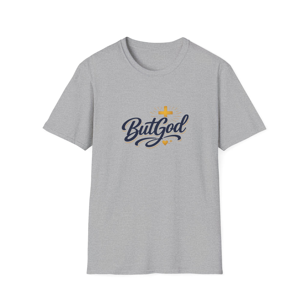 But God Christian T-Shirt — Faith Script Tee with Cross & Heart