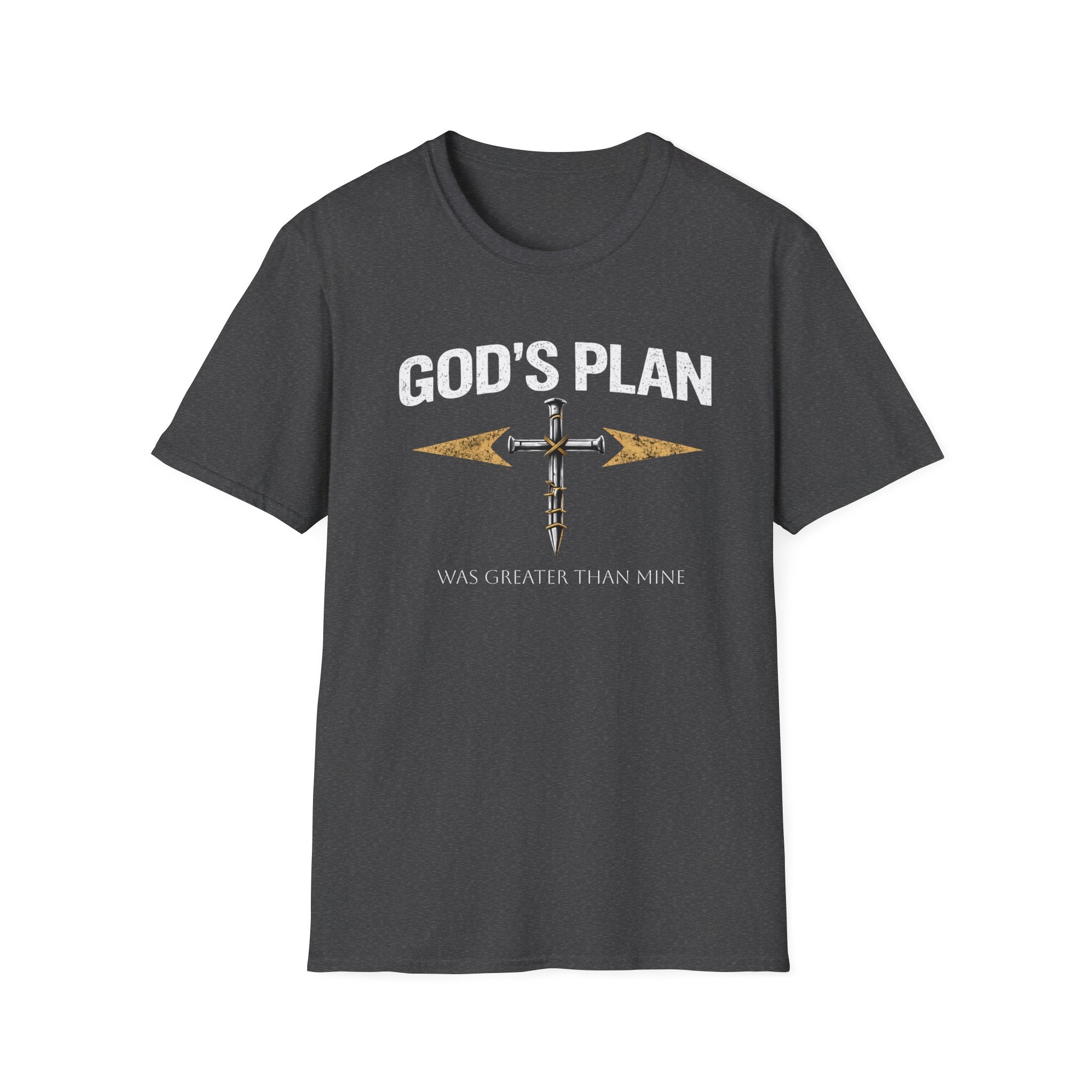 God's Plan Cross T-Shirt — Faith-Based Christian Tee ("God's Plan Was Greater Than Mine")