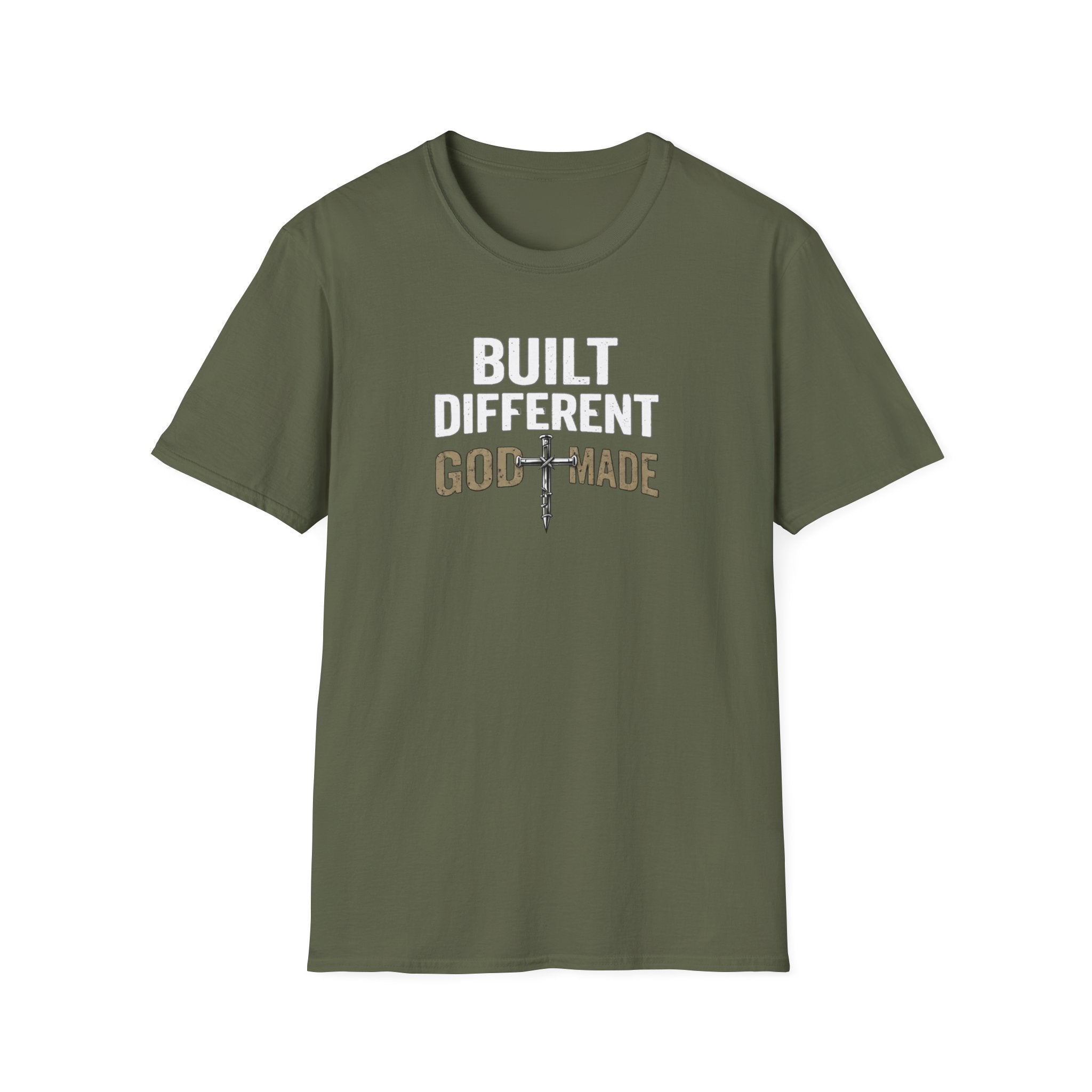 Built Different God Made T-Shirt — Christian Faith Cross Tee