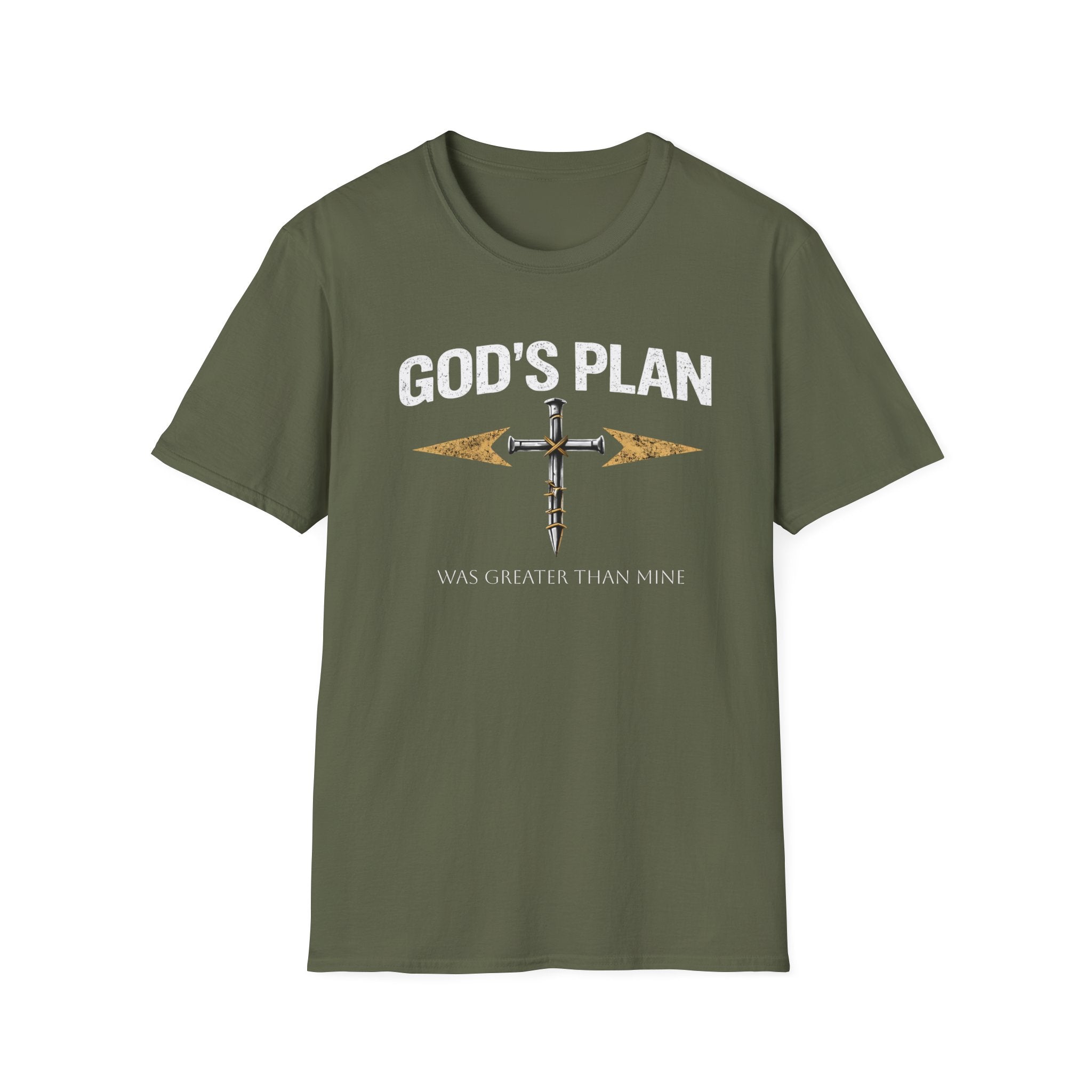 God's Plan Cross T-Shirt — Faith-Based Christian Tee ("God's Plan Was Greater Than Mine")